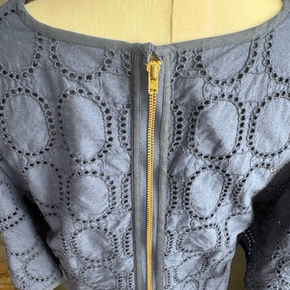 J. Crew Navy Blue Lace Dress Gold Zipper Size 6